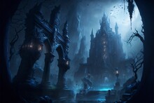 Dark Mysterious Castle With Generative AI