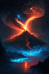 Poster - Bioluminescent volcano eruption with Generative AI