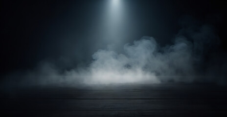 Sticker - Concrete floor and smoke dark spotlight background