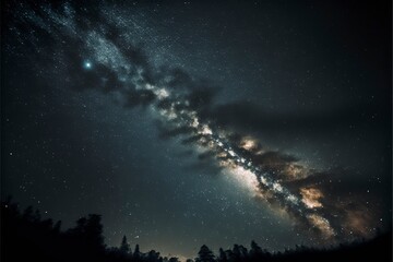 Wall Mural - clear night sky with patterns of stars and galaxies with generative ai