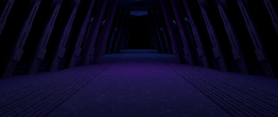 Wall Mural - empty futuristic asphalt floor studio room showroom spotlight blue background concept of the future 
