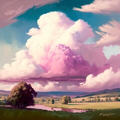 Sticker - cloud and landscape with Generative AI