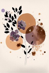 Poster - Minimalist Flowers, Simple watercolor with Generative AI