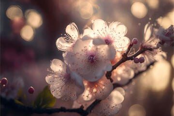 Sticker - The most beautiful pale pink cherry blossoms with Generative AI