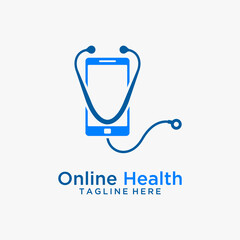 Wall Mural - Stethoscope and smartphone for online healthcare logo design