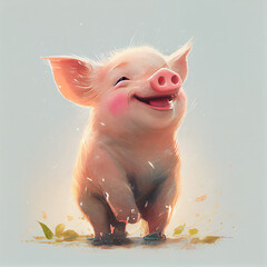 Cartoon. cute piglet smiling. generative ai