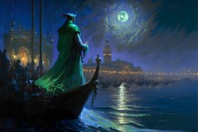 The Count Of Monte Cristo Venice Carnival Beautiful People Wet Ghost Spirit Invocation Jewels Sea Night Full Moon Stars Esoteric Sheer Peridot Emerald Green Citrine Ultramarine Blue Diomonds Gold 