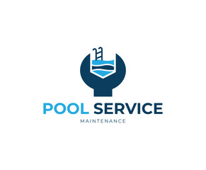 Wall Mural - Simple Water Pool Service and maintenance Logo Design Template