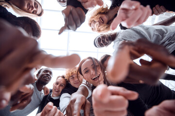 Wall Mural - close up . many odiverse young people are pointing at you