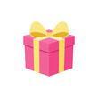 Gift concept, A pink gift box on a white isolated background. Gift icon.