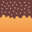 Ice cream wafer concept. Flowing chocolate ice cream melting. Wafer and ice cream background.