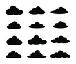 Cloud concept. Set of silhouette flat-style clouds. Cloud icon.