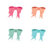 Set of pastel color bows, bow icon isolated. Ribbons and bows vector.