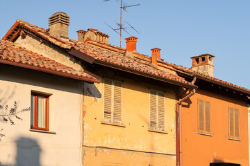 Wall Mural - Cascina masseria fattoria panorama inverno campi Pianura Padana