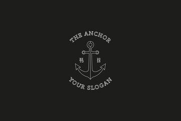 Sticker - Marine Retro Emblems Logo With Anchor, Anchor Logo - Vector