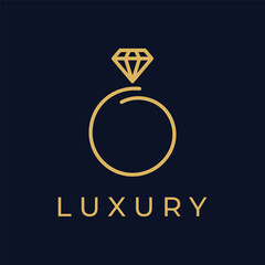 Wall Mural - jewelry ring abstract logo template design with luxury diamonds or gems.isolated on black and white 