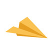 Paper plane concept. A yellow paper plane icon.