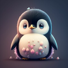 Poster - cute pinguin 3d illustration design