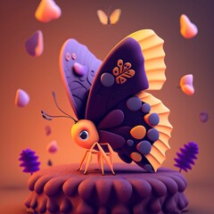 Canvas Print - illustration butterfly 3d cartoon