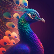Peacock Colorful Illustration Design Ai