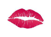 Lipstick Kiss Print. Red Lips. Female Sexy Lips Makeup. Female Mouth. Imprint Of Lips Kiss Illustration Isolated On Transparent Background. PNG. Digital Sticker