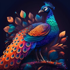 beauty peacock color illustration 