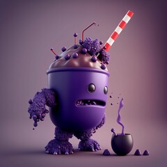 Canvas Print - monster drink boba 3d illustration design