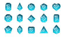 Blue Crystals. Set Of Jewelry Of Different Shapes.