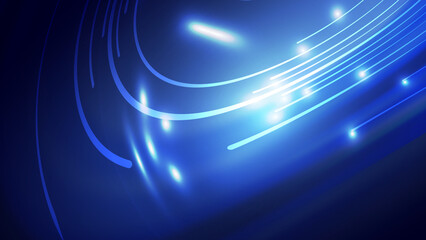 Abstract creative particle light beam on gradient blue background illustration.