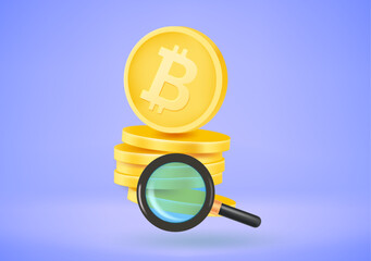 Poster - Searching for crypto currency. 3d vector illustration