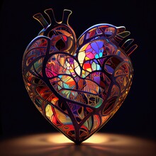 Beautiful Stained Glass Heart - Generative Ai