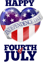 Poster - A Happy Fourth of July American flag heart design