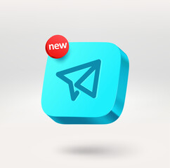 Fototapete - Airplane icon with NEW label. Mobile application icon. 3d vector icon isolated on white background