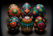 Jajka ozdobione na Święta Wielkanocne, pisanki, kolorowe jajka, ilustracja, generative ai