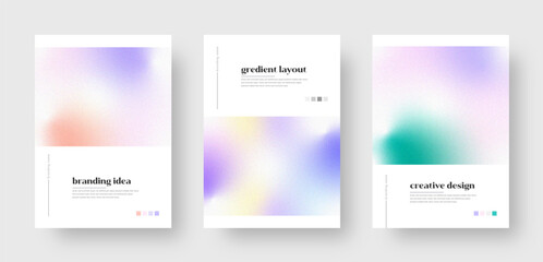 Wall Mural - Abstract Colorful A4 Posters Set. Modern soft gradient poster and cover design template. Trendy gradient brochure cover layout. Ideal for banner, invitation, flyer & identity. Fully editable. A4 Size.