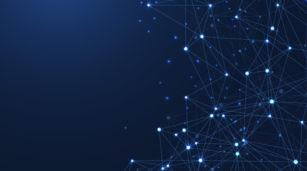 Technology abstract lines and dots connection background. Connection digital data and big data concept. Digital data visualization, illustration