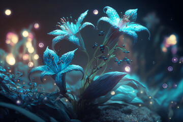 Wall Mural - beautiful magic glowings lily flowers