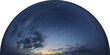Halber Globus als Abendhimmel in der blauen Stunde kurz nach Sonnenuntergang, freigestellt
