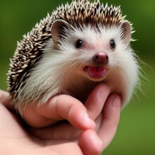Hand Holding Hedgehog With Surprised Expression In The Light