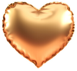 Canvas Print - Golden heart balloon isolated on a transparent background. Cut out object in 3D illustration with Valentines and love concept