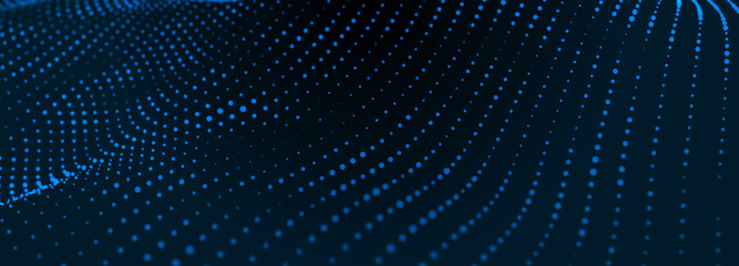 Abstract background with dynamic wave. Big data visualization. Technology background. 3D rendering.
