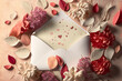 Enveloppe pétales de fleurs, courrier Saint-Valentin (AI)