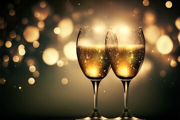 Canvas Print - Raise a Glass: Celebrating with Champagne and Bokeh