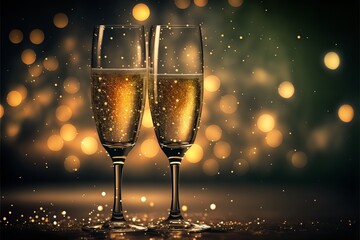 Canvas Print - Elegant and Effervescent: Champagne Glasses on a Bokeh Background