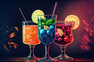 Wall Mural - Savor the Aroma and Flavor of Delicious Cocktails on a Bar Background