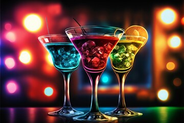 Wall Mural - Unwind with a Glass of Cocktail on a Vibrant Bar Background