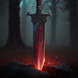 © Rudsaphon - Fantasy Red Sword,Fantasy Weapons.Generative Ai