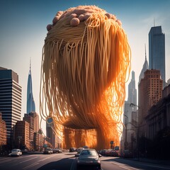 Poster - Spaghetti Monster Attacks, Generative AI Illustration