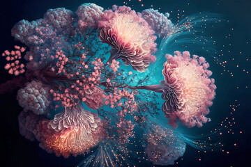 Wall Mural - fantasy beautiful flowers as firework on dark background