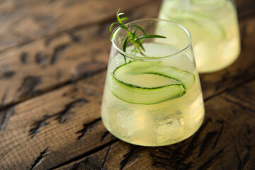 Poster - Refreshing homemade cocktail with cucumber